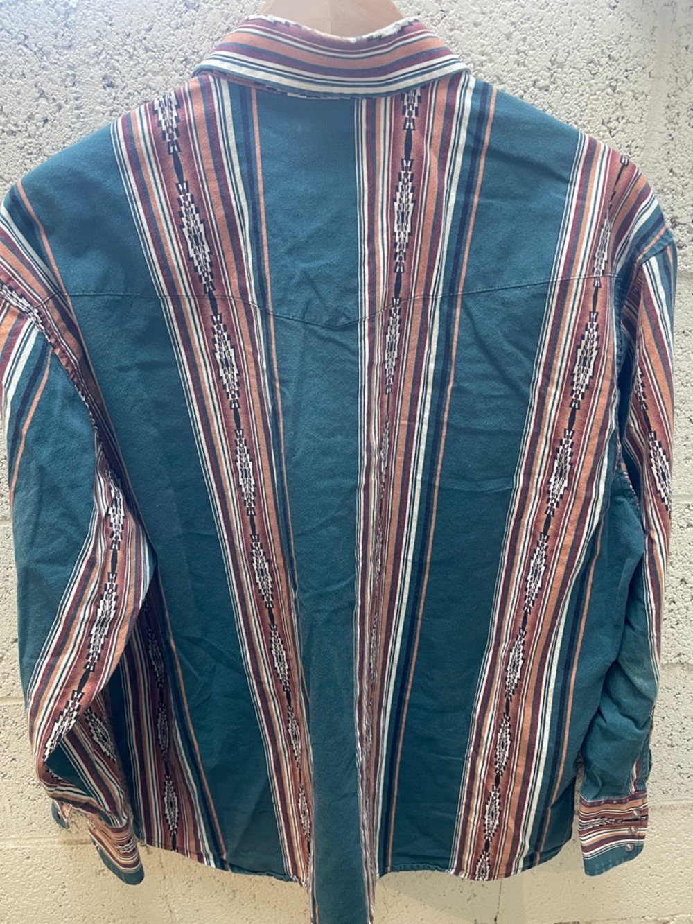 Wrangler Teal and Rust Striped Western Shirt - Picture 4 of 4